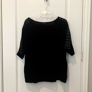 I.N. Studio top, size XL, Black with stones on shoulder